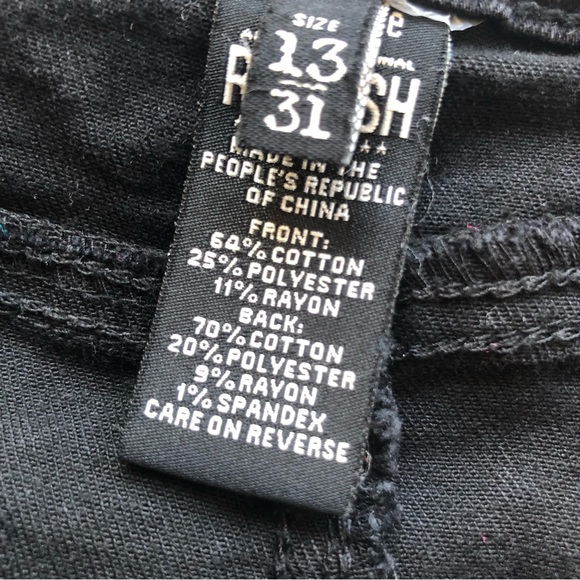 Rewash Brand Women’s Size 13(31) Black Mini Denim Jeans Skirt Ripped Button-Fly - Picture 6 of 16